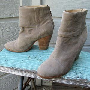 Rag & Bone NEWBURY Zip Bootie Women's US 7 EU 37 Taupe Nubuck Leather EUC Zipper
